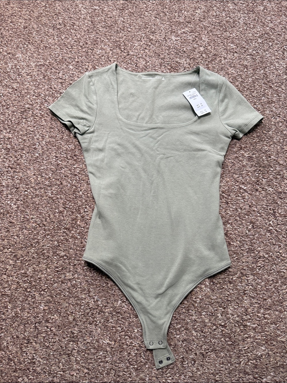 Abercrombie & Fitch Sage Green Short Sleeve Square Neck Bodysuit